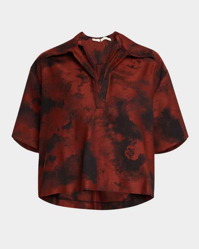 Wool Jacquard Crop Boxy Shirt